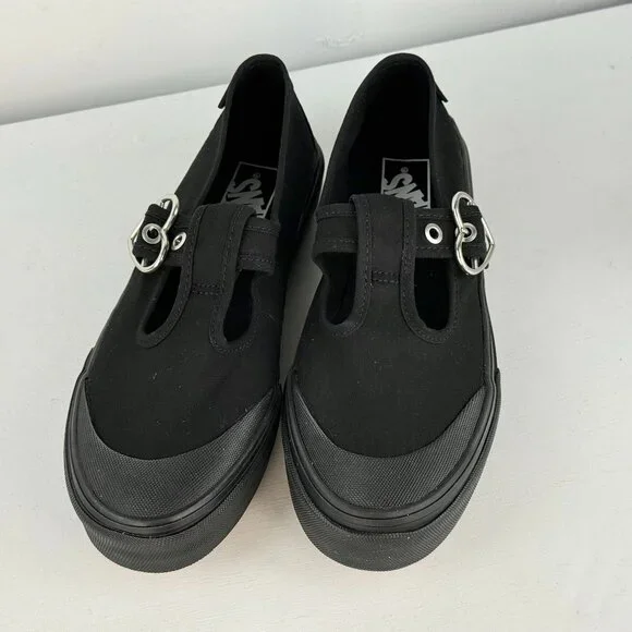 Men's 6, Women's 7.5 - VANS Style 93 Mary Jane Canvas Shoes - Black/Black - Picture 5 of 10